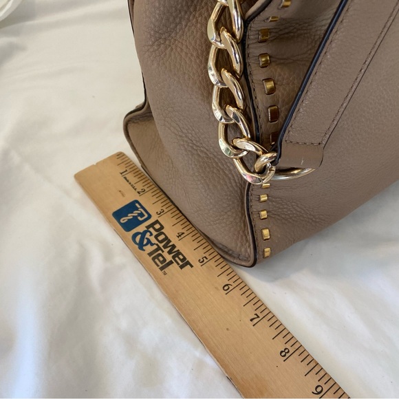 Michael Kors Hamilton East West Beige Leather Satchel Chain Strap Tote - Picture 13 of 16